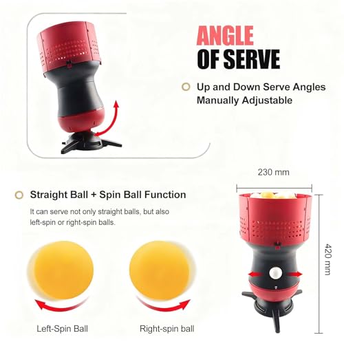 Table Tennis Robot with Dual Spin Mode, Automatic Ping Pong Machine – Switch Between Straight & Spin Balls, Adjustable Speed 15m/s