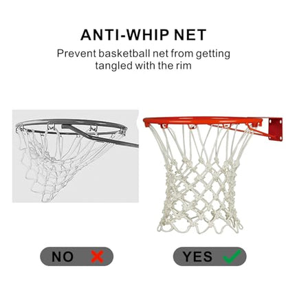 Basketball Net Replacement 1 Pack, Basketball Nets Heavy Duty Outdoor with 12 Loops, for All-Weather 21inches (10 oz), Anti Whip, Fits Standard Indoor or Outdoor Hoop, Rim Not Included