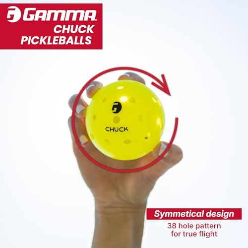 GAMMA Chuck Outdoor Pickleballs, Symmetrical 38-Hole Design, USAPA Approved for Tournament Play, Durable, All-Weather Endurance, Consistent Flight, Enhanced Speed, Competitive & Practice - style: 3 Pack