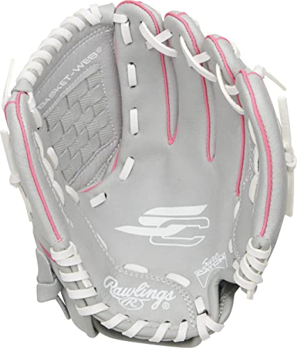 Rawlings | Sure Catch Series Youth Softball Glove - color: Grey / Pink, size: 10"