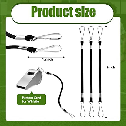 Riakrum 3 Pcs Whistle Lanyard Double Clip Lightweight and Sturdy Nylon Lanyard with Clip Metal for Coach Wrestling Referee School Football Basketball Team Class Competition Training, Black