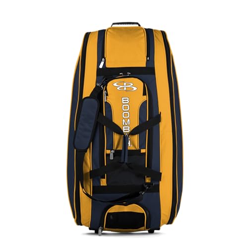 Boombah Beast Rolling Bat Bag - Multiple Color Options - Holds 8 Bats, Glove and Shoe Compartments - color: Navy/Gold