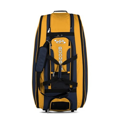 Boombah Beast Rolling Bat Bag - Multiple Color Options - Holds 8 Bats, Glove and Shoe Compartments - color: Navy/Gold
