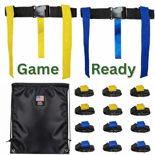 HE Adult Flag Football Belts 40″ Adjustable, Extra-Wide 2″ Heavy-Duty Polypro – American Made Lifetime Waranty Several Colors - color: Blue/Yellow