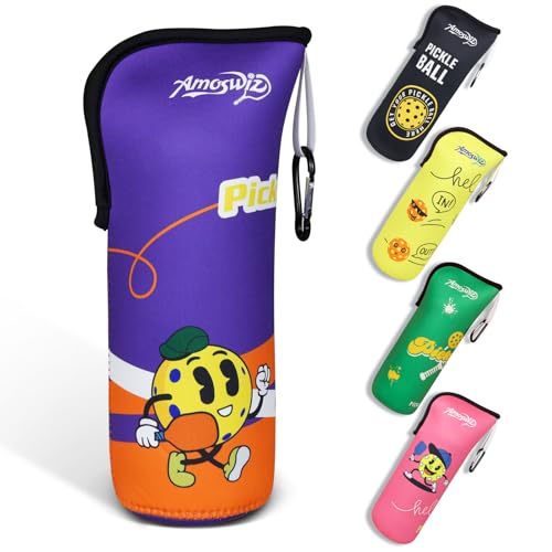 Pickleball Ball Holder - 1 Pc Pickle Ball Storage Bag, Portable Tennis Pouch with Hook for Fence, Premium Neoprene Material Bottle Holder, Pickleball Accessory Black Red Green Yellow Color - color: Purple
