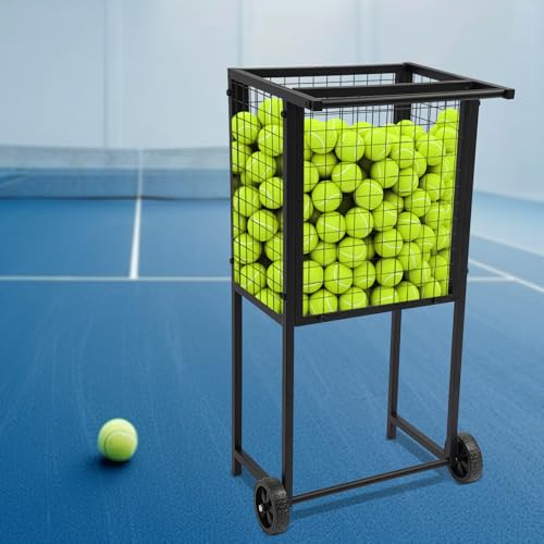 Rolling Cart for Tennis Balls,Professional Rolling Tennis Cart with Practical Handle and Two Wheels,Portable Tennis Ball Holder Basket