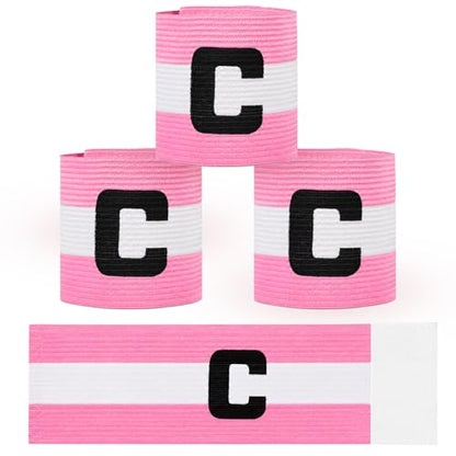 3 Pcs Pink Soccer Captain Armband, Adjustable Arm Bands for Soccer Captain, Nylon Team Sport Armband for Football Basketball, Elastic Protective Arm Badge Leader Armbands for Outdoor Team Sports