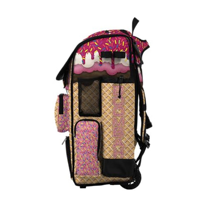 Boombah Superpack Hybrid Rolling Bat Bag - Wheeled & Backpack Version - Ice Cream Neapolitan Multi
