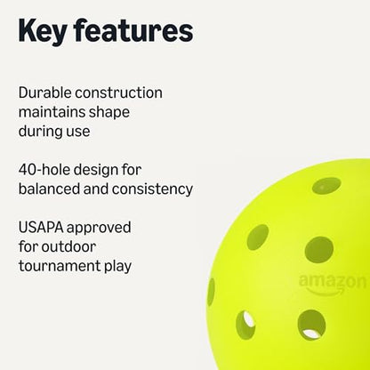 Amazon Basics Outdoor Pickleball Balls, USAPA Approved, Yellow - style: 3-Pack