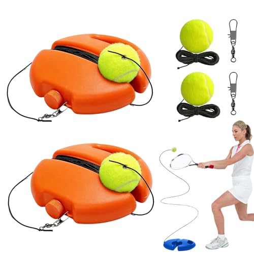 Tennis Practice Rebounder, Tennis Trainer Ball with String Set, Solo Tennis Trainer Rebound Ball with Weighted Base for Beginners, for Wall Drills & Parks Or Backyard Training - color: Orange-2pcs