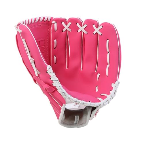 10.5/11.5/12.5 Inch Synthetic Leather Baseball Mitt - Left Hand Deep Pocket Design for Infield Practice, Beginner Softball Glove - color: Red, size: Small