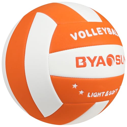 Light Soft Volleyball -Lightweight Touch Volleyball for Indoor Outdoor Beach,Size 5 Volleyball for Beginners Kids Youth Teen Boys Girls(Orange White)
