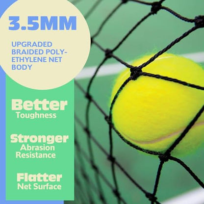 Tennis Net Professional Tennis Court Net 42FT Replacement Nets Heavy Duty Sport Nets with 2 Fiberglass Dowels, Compatible with Outdoor Indoor Standard Courts - size: Single-Layer Net