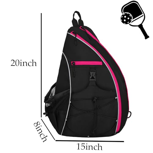 Goloni Pickleball Sling Bag for Men Women, Lightweight Pickleball Backpack with Fence Hook - color: Black Rose