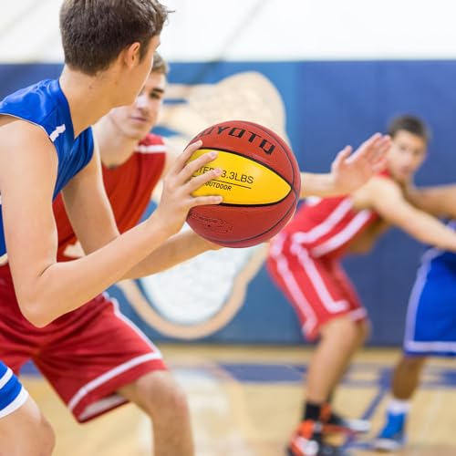 KUYOTQ 3LBS/3.3LBS/2.2LBS Weighted Heavy Training Basketball 29.5/28.5" in and Outdoor Improving Handling Dribbling Passing Rebounding Skill Composite Size 7/6 Weighted Training Basketball Equipment