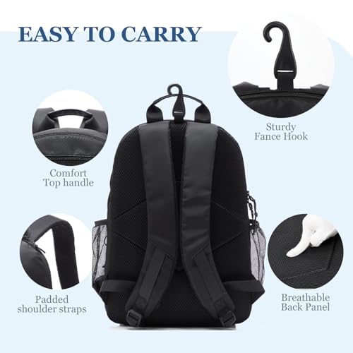 Tennis Bag, Tennis Backpack for Women Men 2 Rackets with Insulated Pocket Shoe Compartemnt for Pickleball Tennis - color: Black