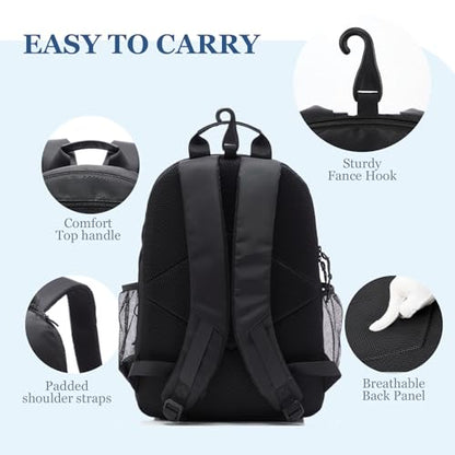 Tennis Bag, Tennis Backpack for Women Men 2 Rackets with Insulated Pocket Shoe Compartemnt for Pickleball Tennis - color: Black