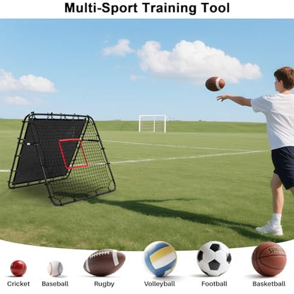 Adjustable Soccer Rebound Net | Double-Angle Soccer Trainer with Steel Frame | Portable Folding Rebounder for Passing & Shooting Practice | Outdoor Sports Equipment for Youth & Adult - size: 4×4×4.3FT