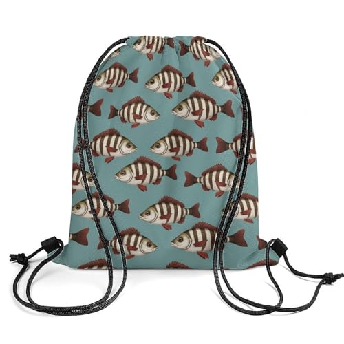 Gym Drawstring Bag Sports Sackpack Waterproof String Backpack with Shoe Compartment for Hiking Swimming Training, Fishing Fish Bass Smallmouth Lake Blue Great Lakes Bags - color: Picture (364)