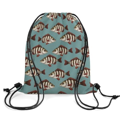 Gym Drawstring Bag Sports Sackpack Waterproof String Backpack with Shoe Compartment for Hiking Swimming Training, Fishing Fish Bass Smallmouth Lake Blue Great Lakes Bags - color: Picture (364)