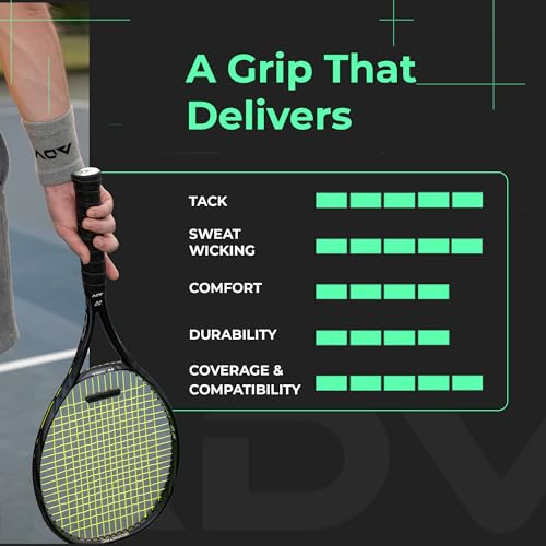 ADV MaxTac Tacky Tennis Overgrip - 6 Pack Extremely Sticky Non-Slip Tennis Grips Overgrip - Razor-Thin & Easy to Use Pro Tennis Racquet Grip Tape (6-Pack Volt) - color: 6-Pack Volt
