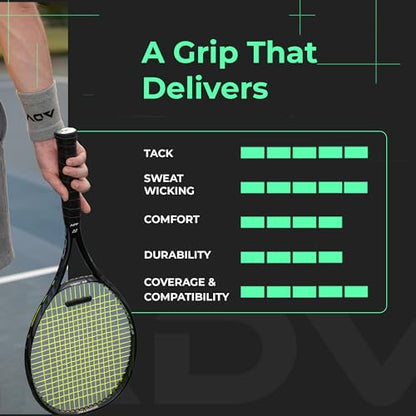 ADV MaxTac Tacky Tennis Overgrip - 6 Pack Extremely Sticky Non-Slip Tennis Grips Overgrip - Razor-Thin & Easy to Use Pro Tennis Racquet Grip Tape (6-Pack White) - color: 6-Pack White
