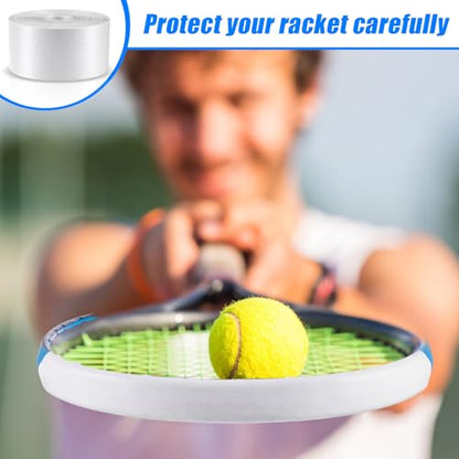 Deekin 2 Pieces Racket Protection Tape Racquet Head Guard for Tennis Practice Racquetball, 16.4' Roll - color: White