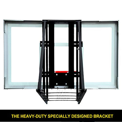 Garage Roof Mounted Basketball Hoop System , 48 / 60 Inch Clear Backboard , Durable Steel Bracket and Heavy Duty Breakaway Rim Combo Fit Most Slanting Roofs - size: 60 inch backboard