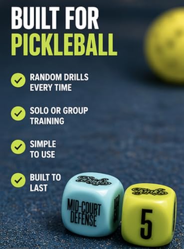 Dink’r Pickleball Drill Dice – Training Dice for Pickleball Drills & Practice – Random Drill Generator for Solo & Group Training