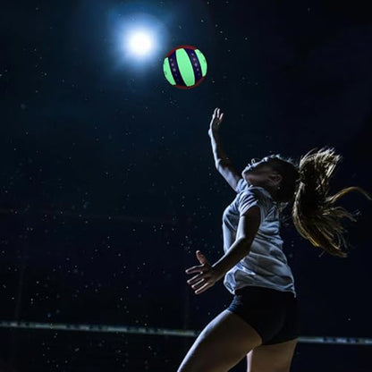 Glow in The Dark Volleyball Size 5 Official Size Indoor & Outdoor Volleyball with Night-Glow Effect Luminous Night Ball for Beach Gym Backyard with Pump Kit