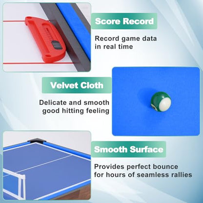 RAYKEEP Foldable Multi Game Table, 4-in-1 Combo Game Table Set with Ping Pong, Hockey, Pool Billiards and Foosball for Adults, Home, Game Room, Friends & Family - color: Dark Wood Grain
