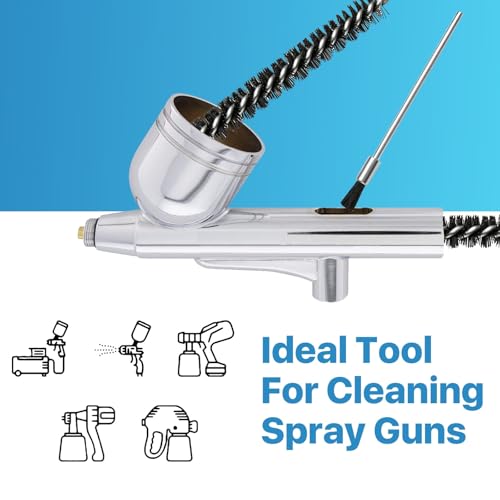 25 Pcs Spray Gun Cleaning Kit, 4 Pcs 500ML Bottle and 21 Pcs Spray Paint Gun Cleaning Brushes, Plastic Squeeze Wash Bottle, Airbrush Clean Set for Spray Guns Suction Gravity Pressure Feed