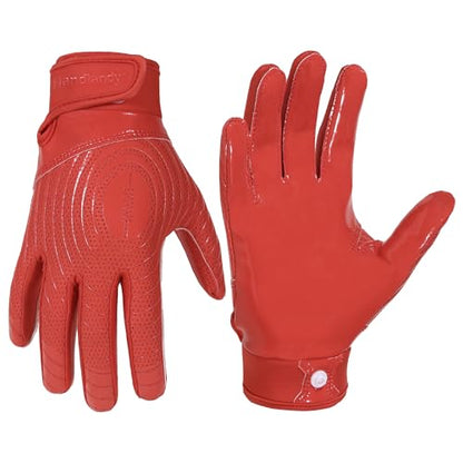 HANDLANDY Youth Football Gloves, Kids Sticky Receiver Gloves,Super Grip Football Glove Best Gift for Boys,Girls - color: Red, size: X-Small-Youth
