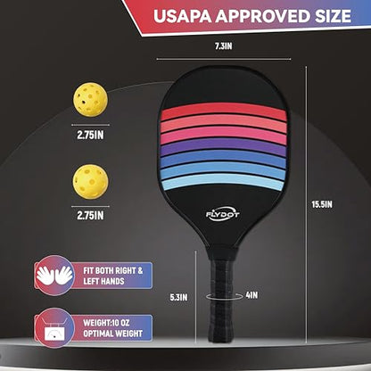 Pickleball Paddles Set of 4,USAPA Approved,4 Indoor&Outdoor Pickleball Balls, Carrying Bag, 4 Cooling Towels,4 Pack Paddles,Pickleball Paddles Pack Gifts for Beginner&Pro - color: Black Rainbow