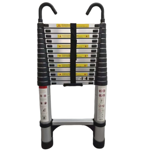 Telescoping Ladder, Aluminum Lightweight Extension Ladder with 2 Triangle Stabilizers, Heavy Duty 330lbs Max Capacity, Multi-Purpose Collapsible Ladder for RV or Outdoor Work (13.5FT) - size: 13.5FT