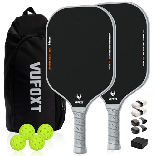 Pickleball Paddles Set of 2/4, USAPA Approved Carbon Fiber Surface Pickle Ball Set - 14mm PP Honeycomb Core of Lightweight Pickleball Rackets -Suitable for Beginners' Training and Game（Blue）