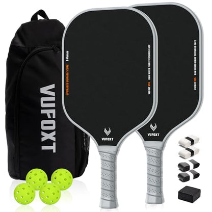 Pickleball Paddles Set of 2/4, USAPA Approved Carbon Fiber Surface Pickle Ball Set - 14mm PP Honeycomb Core of Lightweight Pickleball Rackets -Suitable for Beginners' Training and Game（Blue）