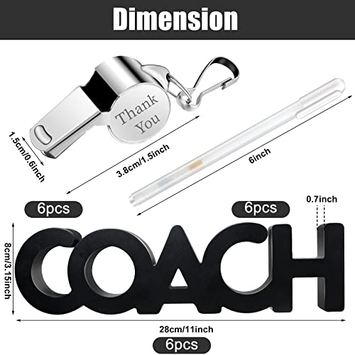 Amyhill 18 Pcs Coach Gifts for Men Football Baseball Coach Wooden Sign White Marker Pen Stainless Steel Thank You Whistle with Lanyard for Men Women Soccer Volleyball Sports Gifts