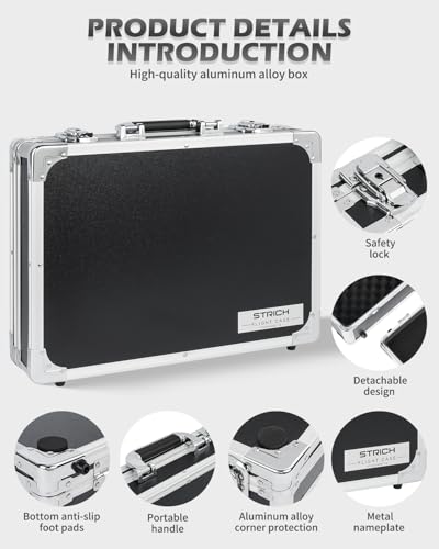 STRICH Guitar Pedal Case, 17" x 12.20" x 3.94" Aluminum Locking Effect Pedal Case with Mounting Tape, Compatible with Single Pedals & Multi-Effects - size: STANDARD (17" x 12.2" x 3.9")