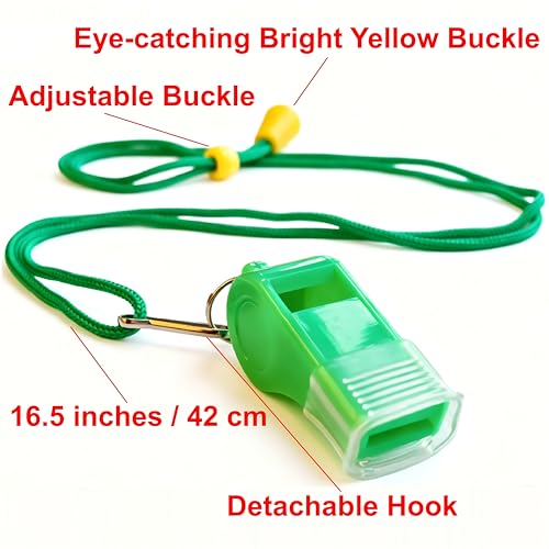 24 Packs Sports Whistles with Lanyard, for Coaches, Referees and Officials - color: Green