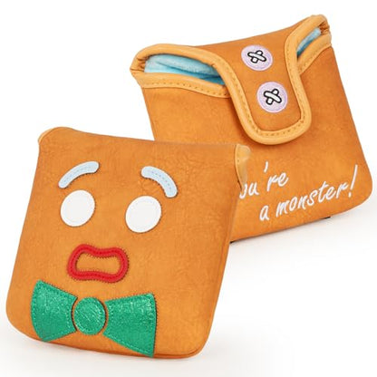 Funny Golf Club Head Cover Driver Headcover Fairway Wood Headcover Hybrid Club Head Cover Brown Monster Cookie - style: Square Mallet Putter