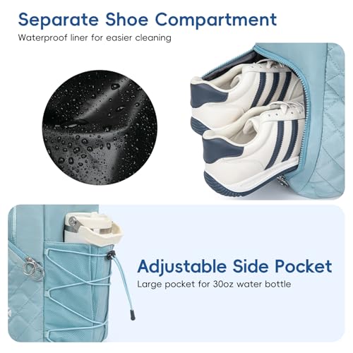 Pickleball Tote Bag for Women with Fence Hook, Quilted Pickleball Bag Holds 3-4 Paddles with Shoe Compartment & Wet Pocket - color: Green
