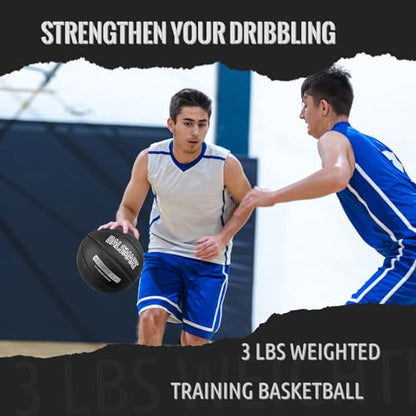 3 LBS/2.2 LBS Weighted Basketball 29.5"/28.5" for Training Outdoor Indoor - Heavy Training Basketball for Improving Ball Handling Passing and Rebounding
