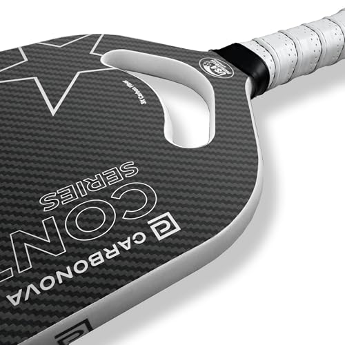 Control Series Pickleball Paddle, Black Raw Carbon Fiber with White Grip, Designed in The USA, Professional Grade, 16mm