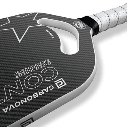 Control Series Pickleball Paddle, Black Raw Carbon Fiber with White Grip, Designed in The USA, Professional Grade, 16mm