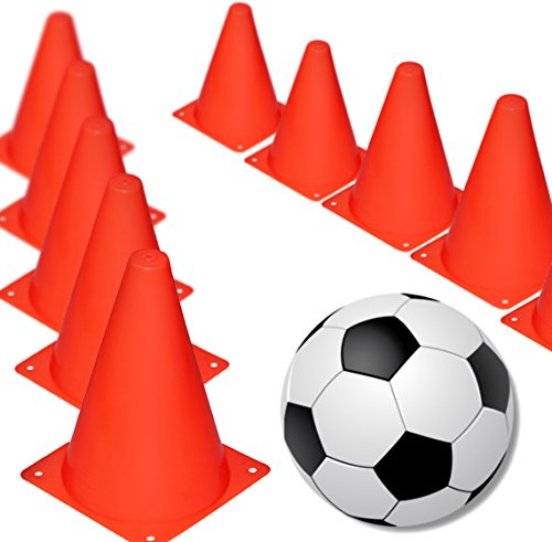 Novelty Place 7 inch Plastic Training Cones, 12Pcs Durable Traffic Cone Play Field Marker Cone for Safety, Agility Training, Soccer, Football, Sports Games & Other Activities - color: Red
