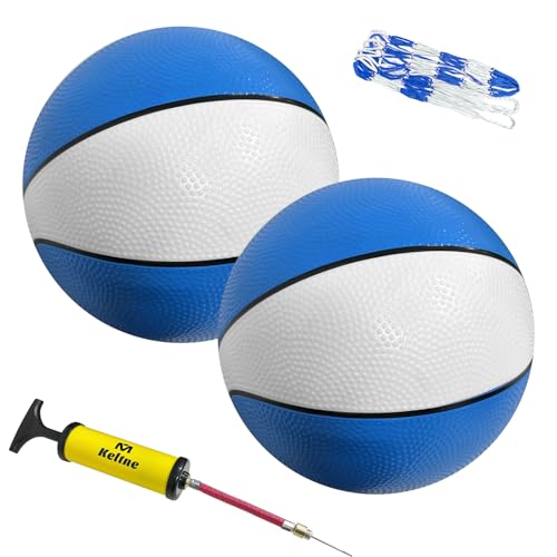 9 Inch Water Basketball 2PCS, Size 6 - Rubber Pool Basketballs with Air Pump & Net for Swimming Pools Basketball Hoops