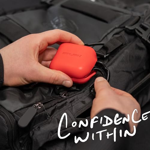 SAFEJAWZ Mouthguard Case with Carabiner Clip, Premium Durable and Flexible Silicone Design to Keep Mouth Guard Protected/Clean (One Size) (Red) - color: Red