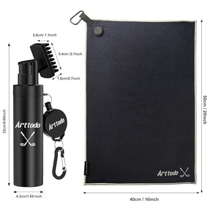 Golf Club Cleaning Kit, Absorbent Golf Towel with Waffle Design and Large Capacity Golf Club Cleaning Spray Brush, Portable Golf Club Cleaner Accessories for Men Women