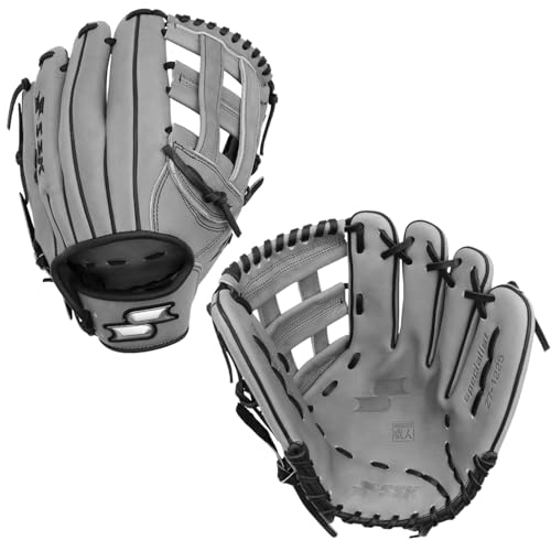 SSK Z7 Specialist Infield Baseball Glove – 11.25” - 11.5” - 11.75” - 12” – 12.25” – Right & Left Hand Throw - color: Grey/Black - H Web, size: 12.25" - Right Hand Throw